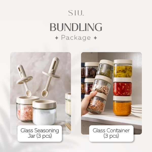 Paket Hemat Tempat Bumbu Seasoning Jar dan Container Kaca Serbaguna