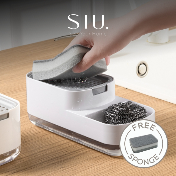 Grande Kitchen Soap Dispenser Tempat Sabun Cuci Piring FREE Sponge