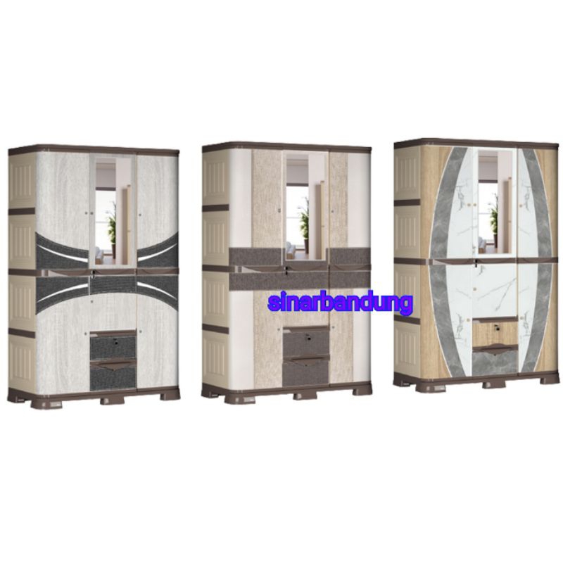 Olymplast SCOC lemari plastik / lemari pakaian 3pintu plastik