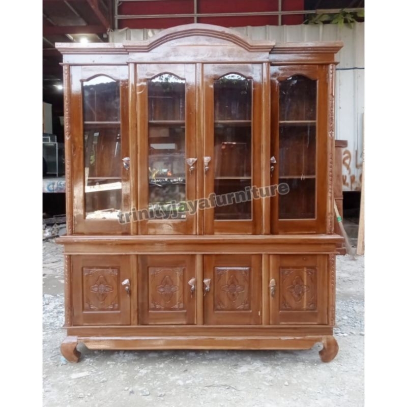 Lemari Rak Buku 4Pintu Kayu Jati Muda/trinityjayafurniture