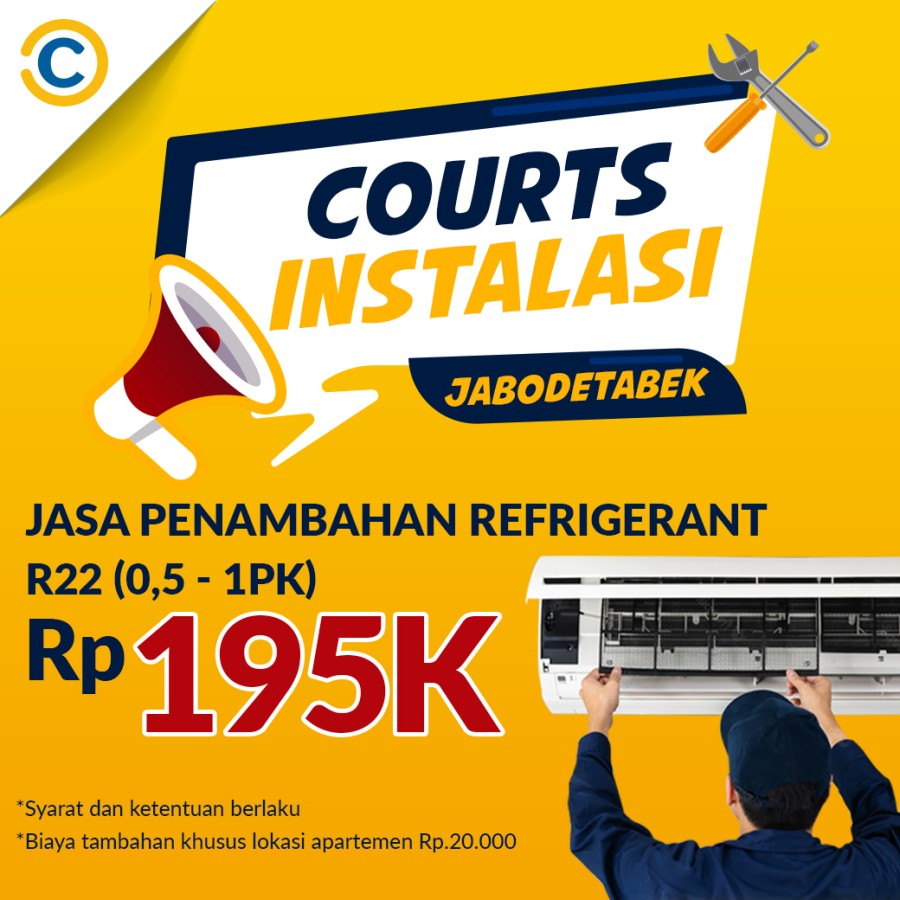 COURTS Instalasi- Jasa Penambahan Refrigerant R22 (0,5 - 1PK) AC