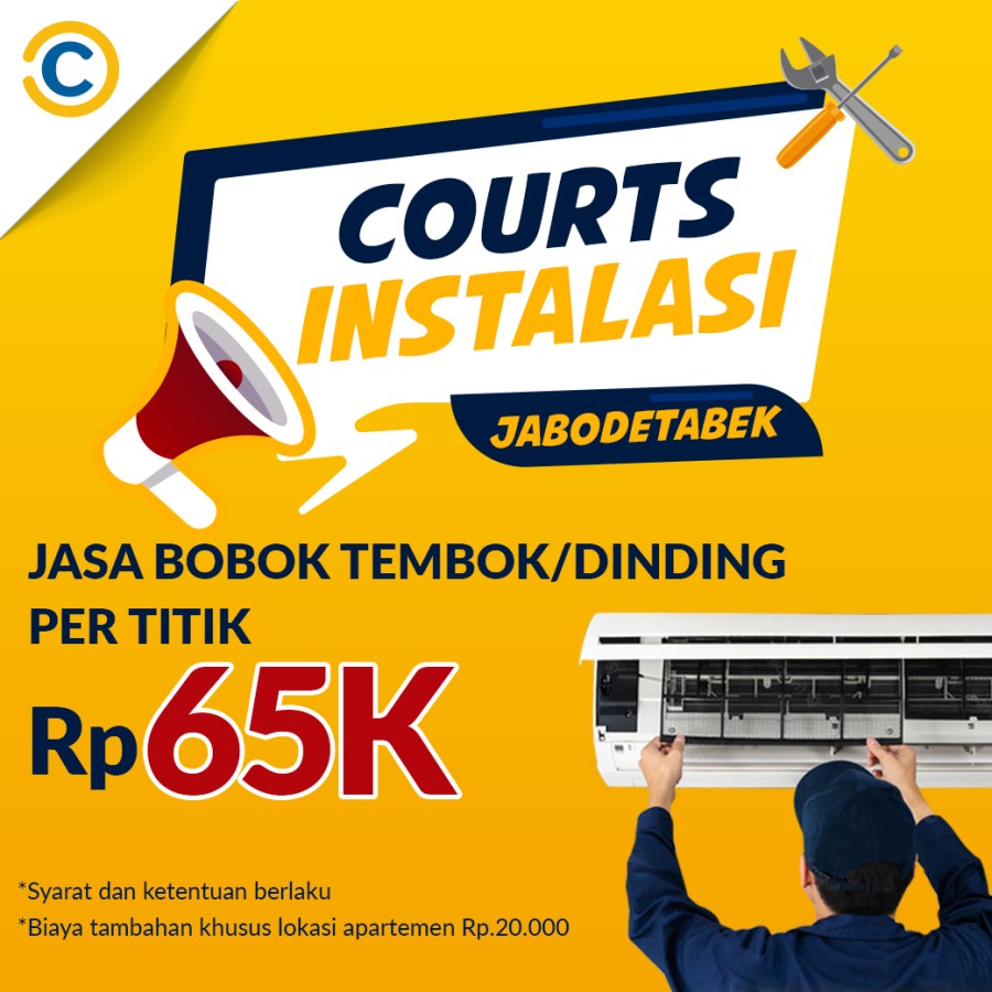 COURTS Instalasi- Jasa Bobok Tembok/Dinding per Titik Pemasangan AC