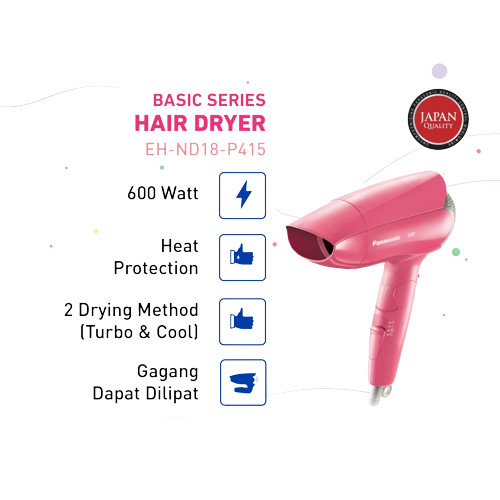 PANASONIC PENGERING RAMBUT - HAIR DRYER 600W- EH-ND18-P415