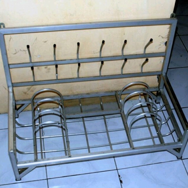 Rak Piring Gantung Aluminium/ Rak Kompor Wastafel Set Aluminium