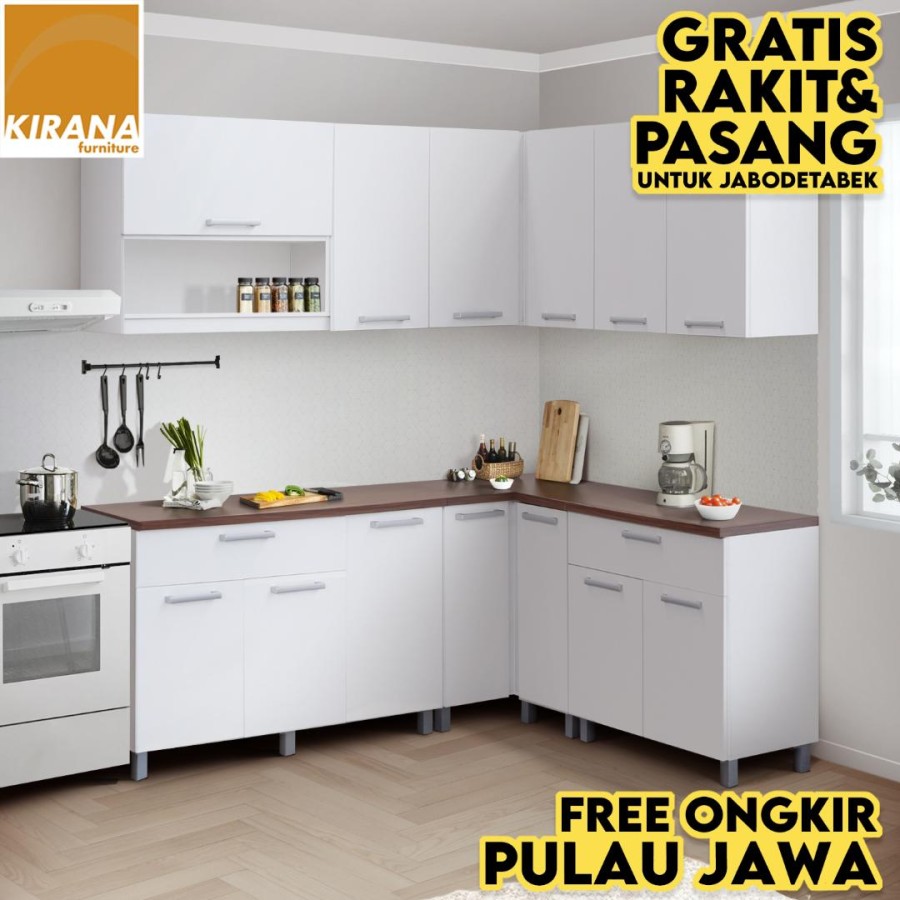 Kirana Kitchen Set Indiana Lemari Kabinet Dapur Rak Dapur - Bentuk L