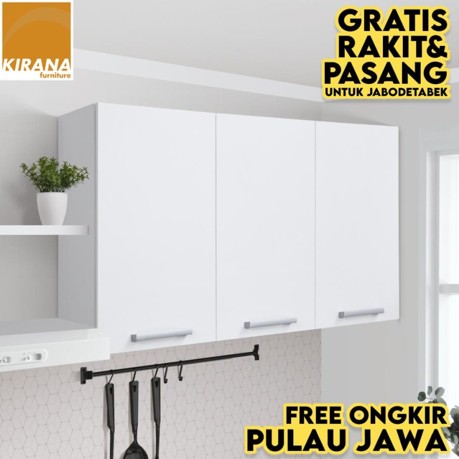 Kirana Kitchen Set Indiana Kabinet Dapur Rak Dapur Atas 3 Pintu -Putih
