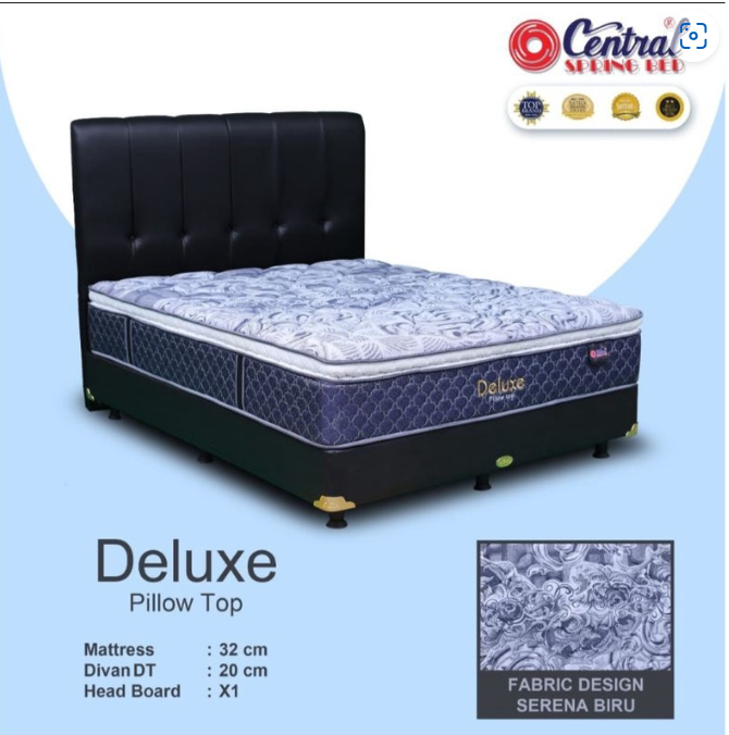 Springbed Central Deluxe Pillow Top Kasur saja 90/ 100/ 120/ 140/ 150/ 160/  180/ 200
