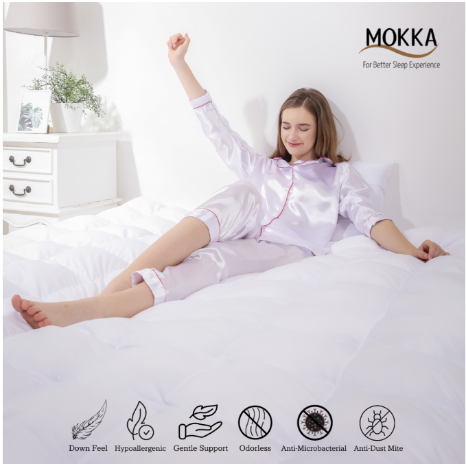Mattress Topper Down Fiber Mokka Coffee FREE Bantal Guling Sleep On The Clouds