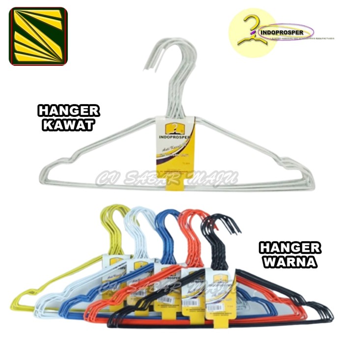 Gantungan Baju / Hanger Kawat Silver dan Warna 1 pak Isi 10 Pcs