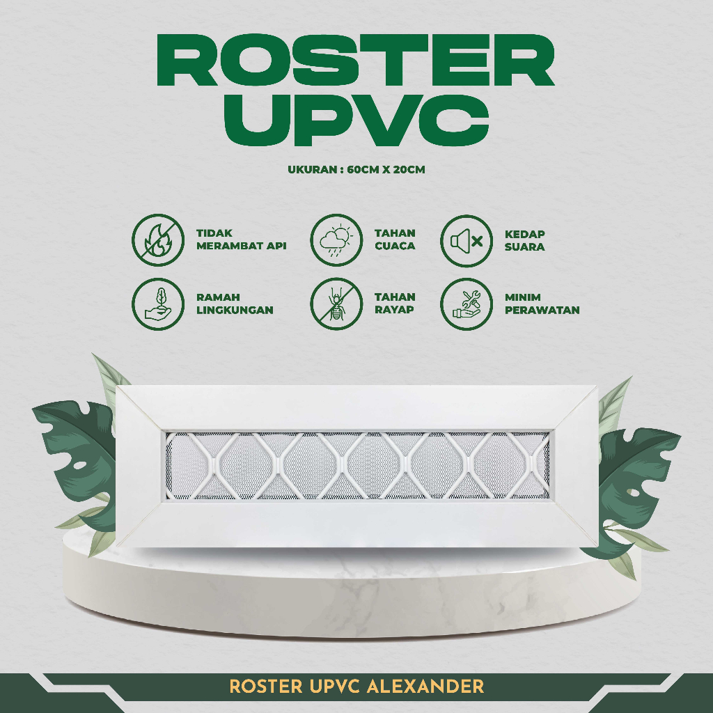 Jendela UPVC Roster Expanda Kasa Nyamuk 60x20CM