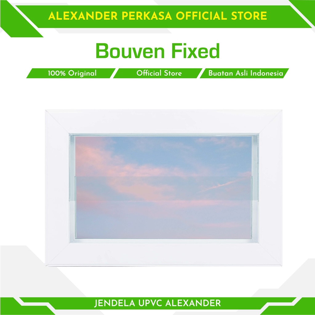 JENDELA UPVC ALEXANDER BOUVEN FIXED WINDOW KACA SELIP 60X40 CM JENDELA MINIMALIS KAMAR MANDI