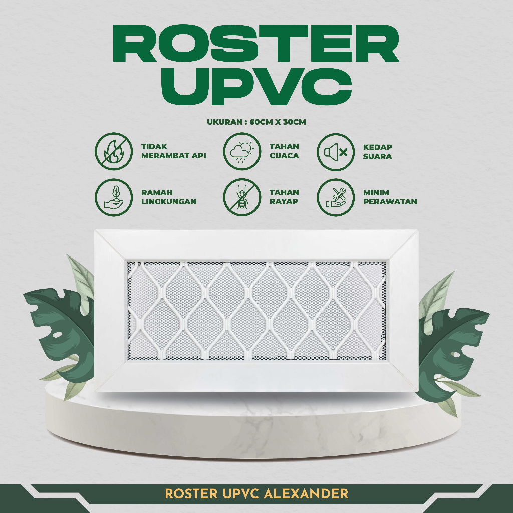Jendela UPVC Roster Expanda Kasa Nyamuk 60x30CMz