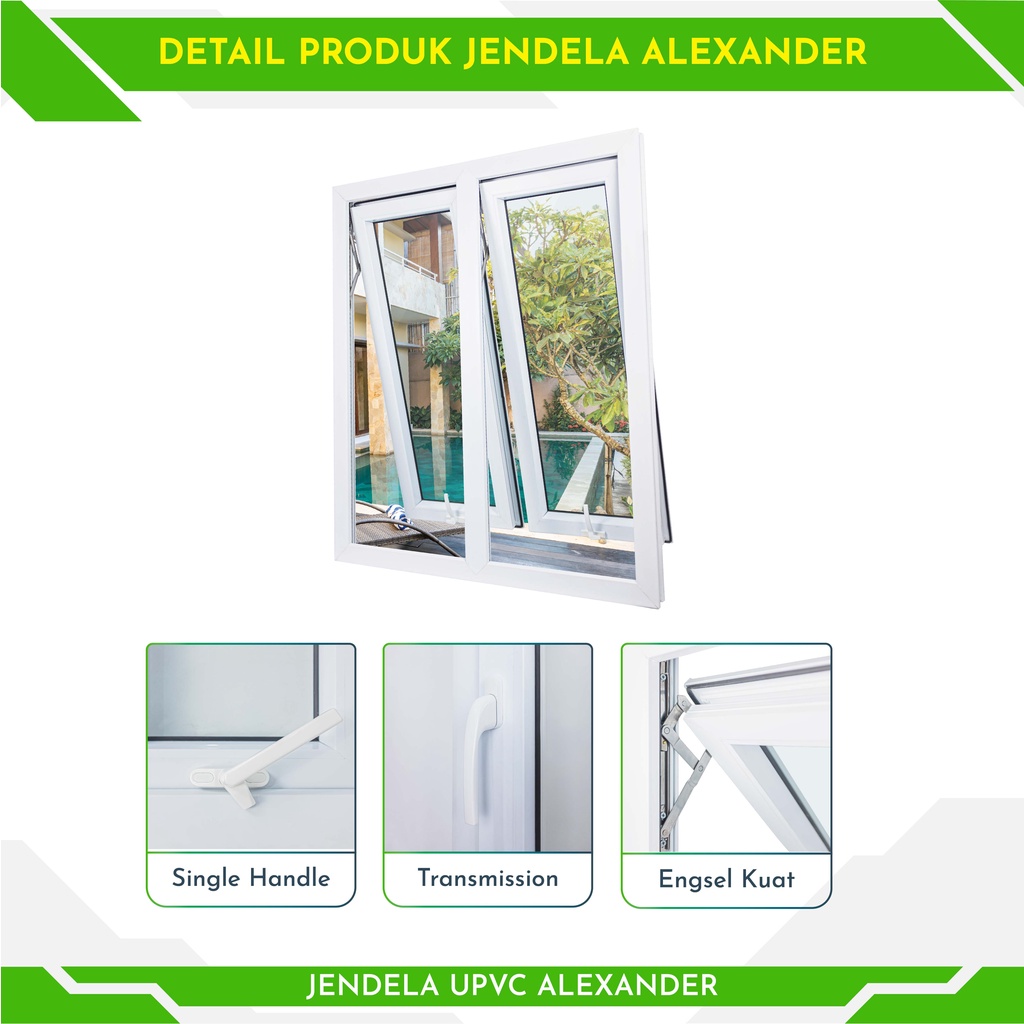 JENDELA UPVC DOUBLE AWNING JENDELA RUMAH KAMAR 100X120 CM JENDELA WINDOW MINIMALIS UNTUK KAMAR RUMAH RUANG