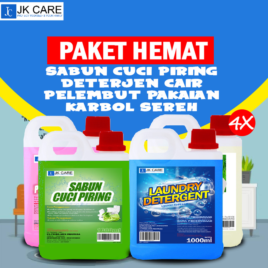 (PAKET HEMAT ) Kebutuhan Kebersihan Rumah Tangga 1 Liter - 4 pcs
