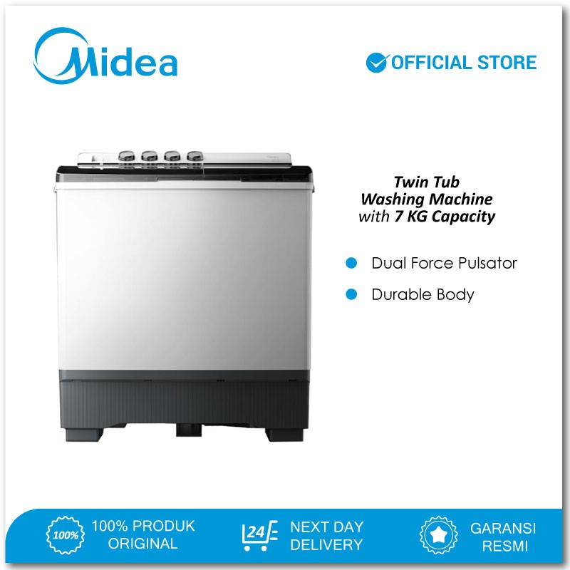 Midea Mesin Cuci 2 Tabung/Twin Tub Kapasitas 7 Kg - Model MT100W70