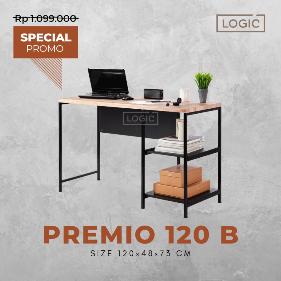 Jual LOGIC Premio 120 B Meja Komputer Kerja Kantor Belajar Tulis Kayu Besi