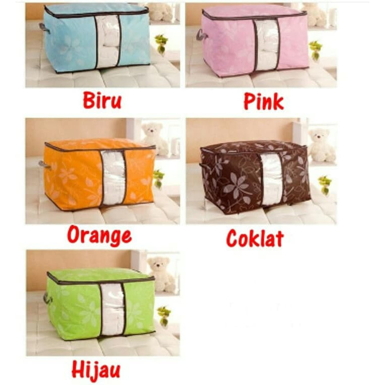 Storage bag flower Tas jumbo Box tempat Pakaian baju laundry Bed cover