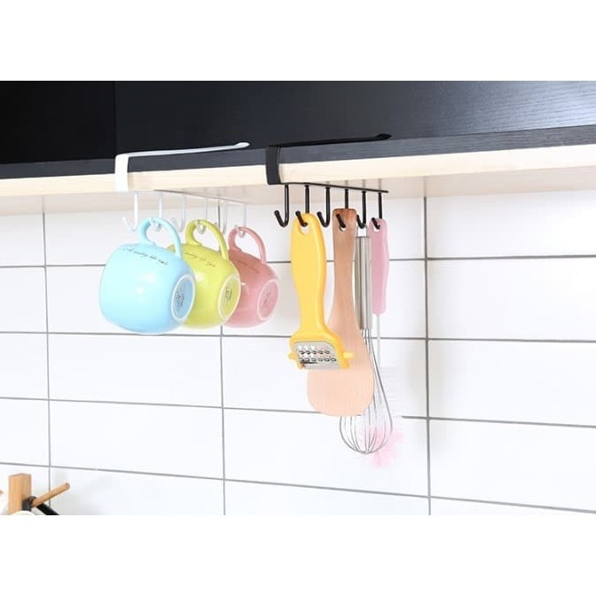 Hook Kaitan Cangkir gelas/ Kitchen Hook Gantungan Rak Serbaguna 6 Kait - RANDOM