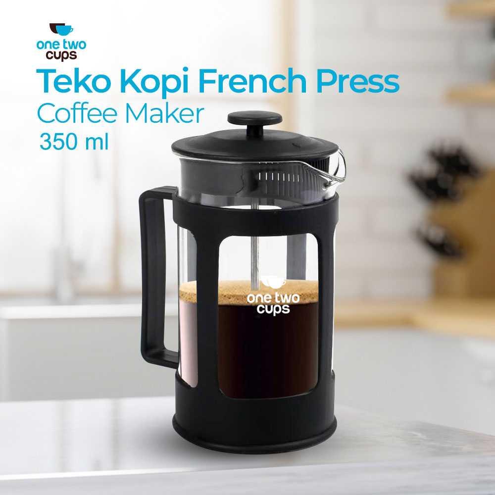 One Two Cups French Press Plunger Coffee Maker Pot KG73I [Hitam, 350ml]