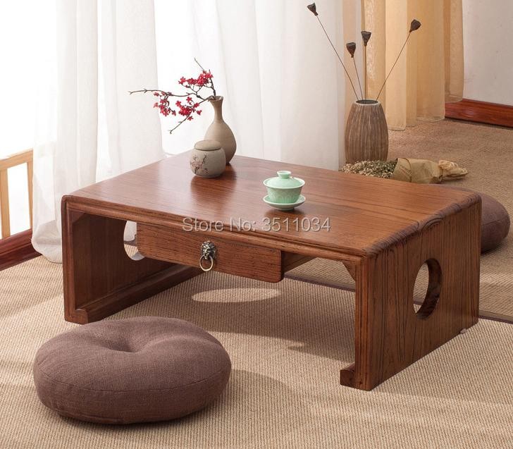 60X40X30Cm Japanese Antique Console Table One Drawer Rectangle Asian
