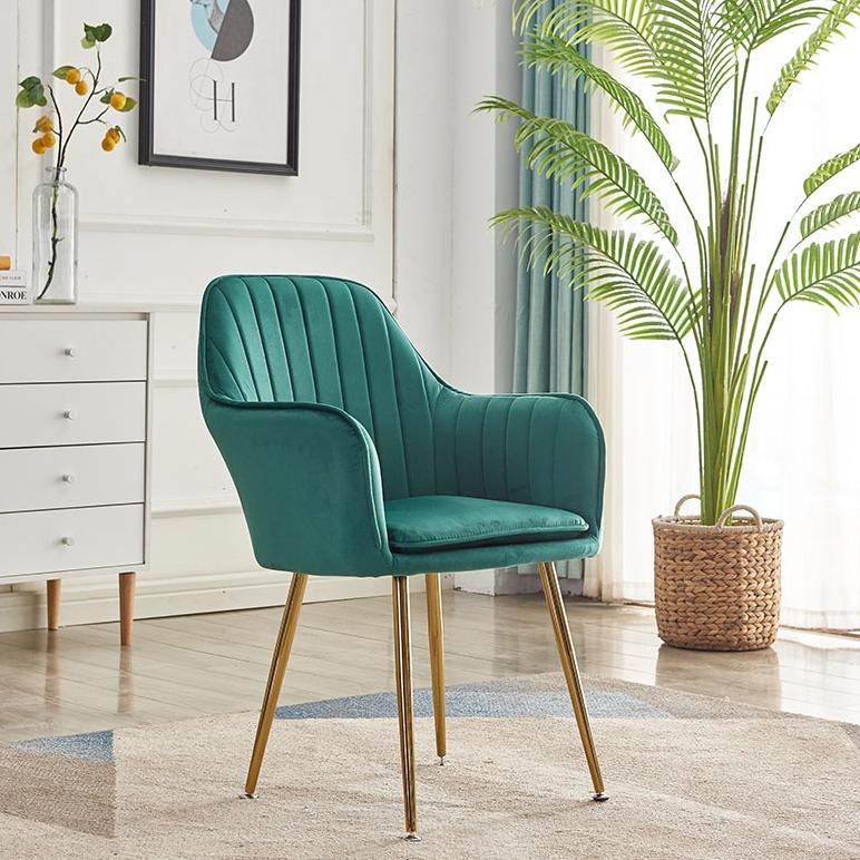 Ergonomic Nordic Dining Chair Luxury Velvet Relaxing Waiting Chair Ba