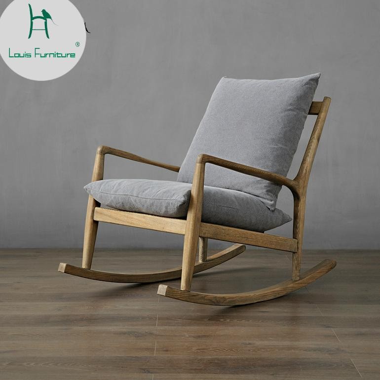 Louis_ Nordic Down Sofa Rocking Chair Made Of Solid Wood_Old ericanS