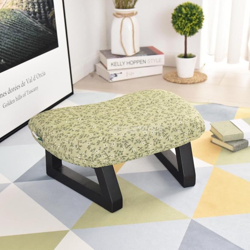 Nodic Modern Simple Rectangle Low Stools With Solid Wood_Leg Ottomans