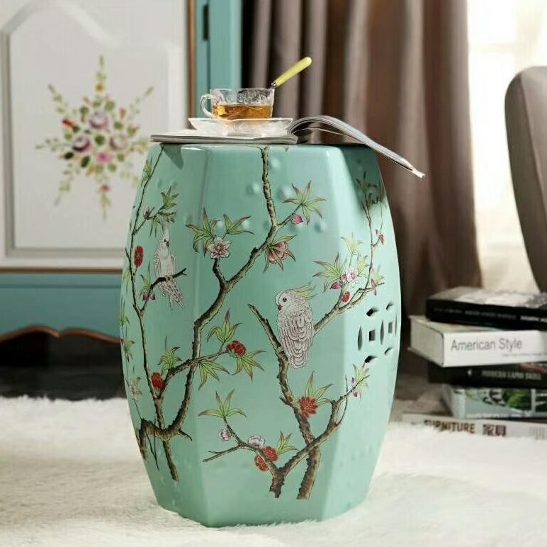 Jingdezhen Ceramic Stool Flower And Bird Color Glazed Decoration Por