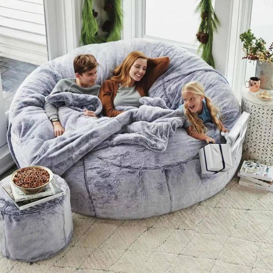 Practical Bean Bag Cover AntiFading Solid Color Flexible Bean Bag Chair