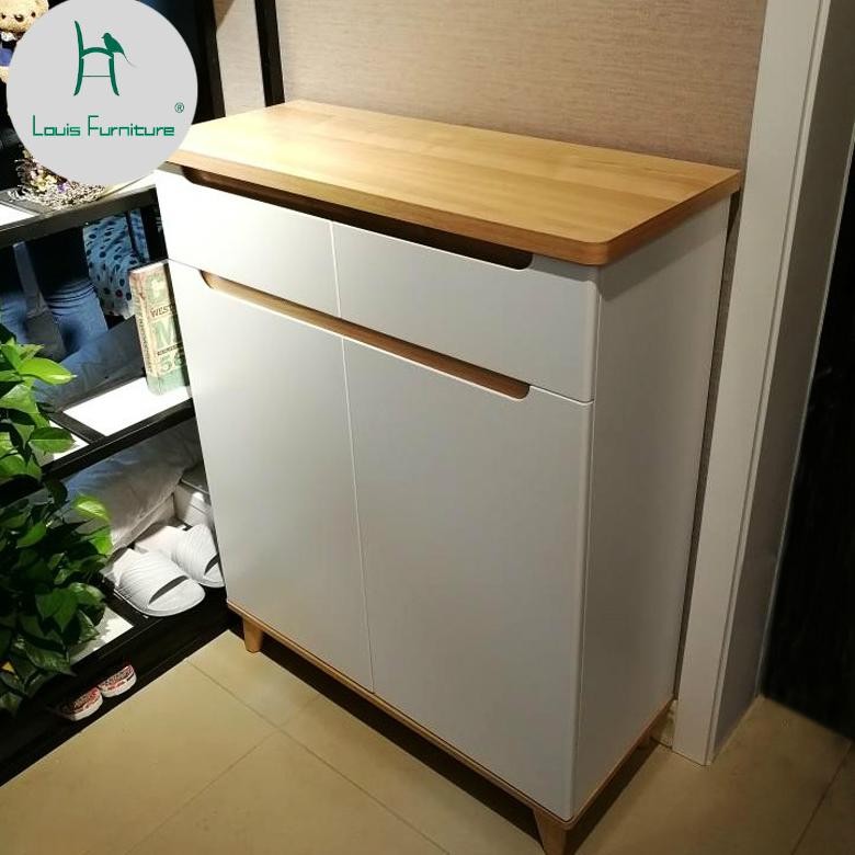 Louis_ Nordic Style Doorway Shoes Cabinet Solid Wood_Simple Modern En