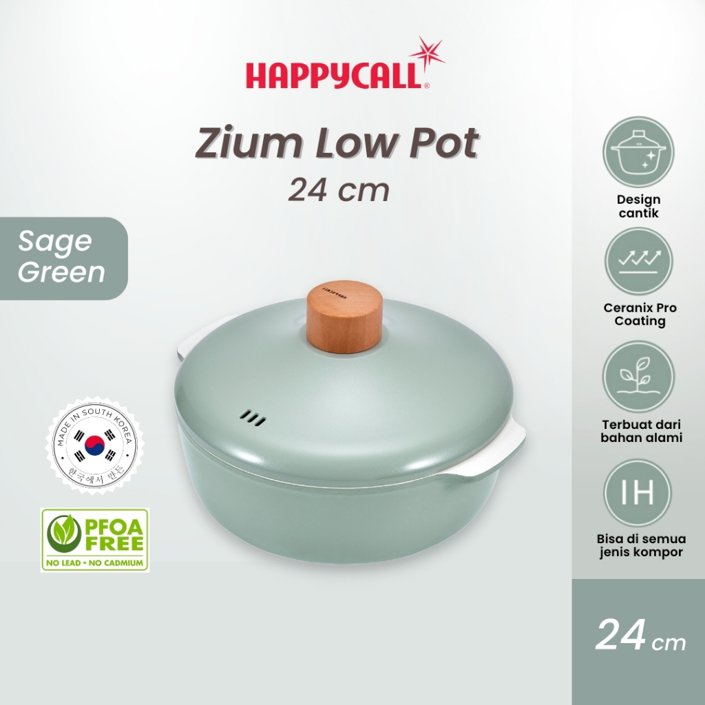 Happycall Zium IH Low Pot 24 cm - Panci Multifungsi Anti Lengket