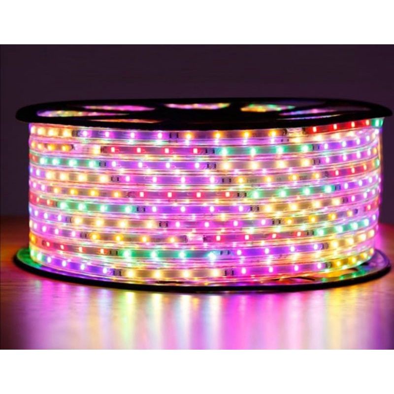 Lampu LED Strip Selang 3528 / 2835 (100M FULL plus 5 SOKET) AC 220V RGB Warna - Warni 