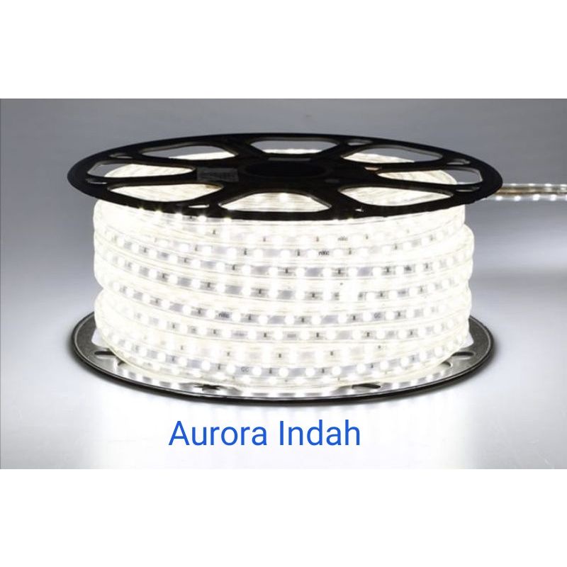 Lampu LED Strip Selang 5050 SMD AC 220V meteran (100M FULL+SOKET 5PCS) outdoor