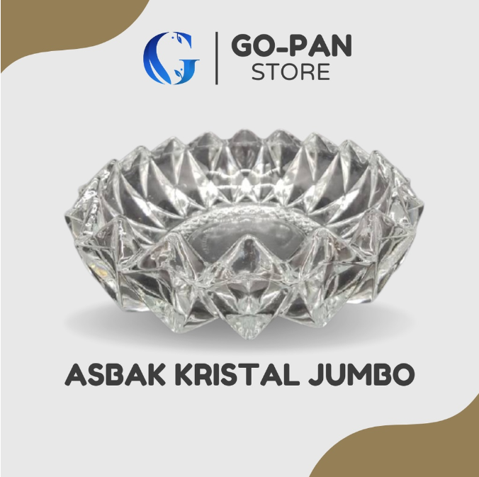 Asbak Rokok Kaca Tebal Kristal 20 cm Motif / Asbak Ukuran Jumbo