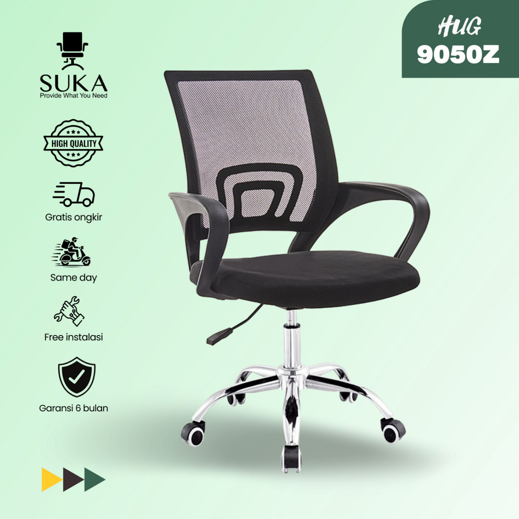 Kursi Kantor Nyaman , Kursi Kerja Baru , Kursi Kantor Roda (HUG9050Z)