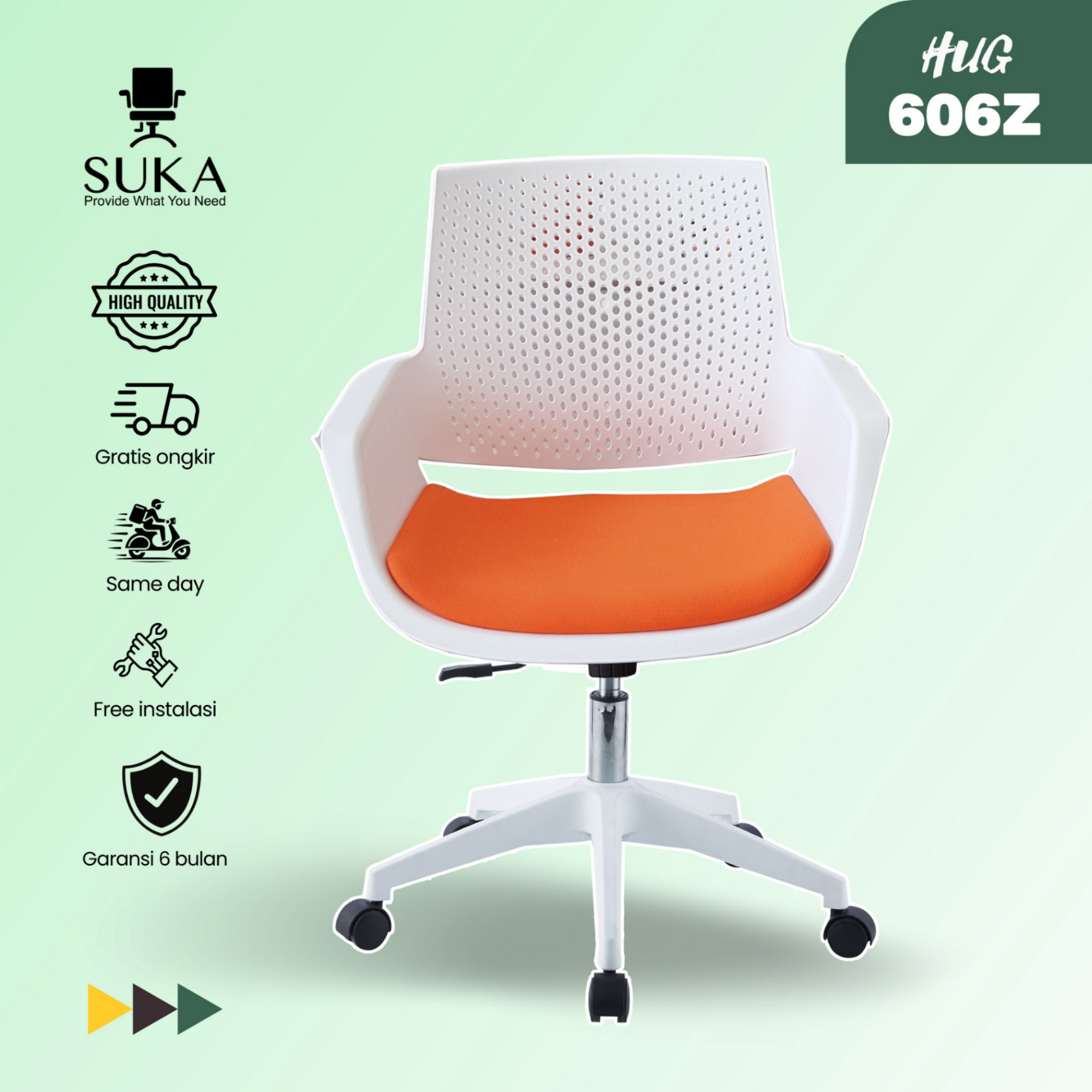 Kursi Kantor Nyaman , Kursi Kerja Baru , Kursi Kantor Roda (HUG606Z)