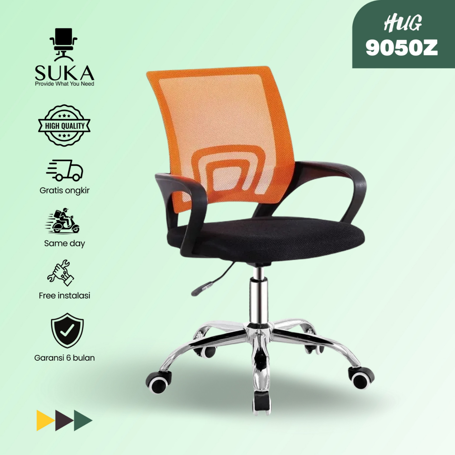 Kursi Kantor Nyaman , Kursi Kerja Baru , Kursi Kantor Roda (HUG9050Z)