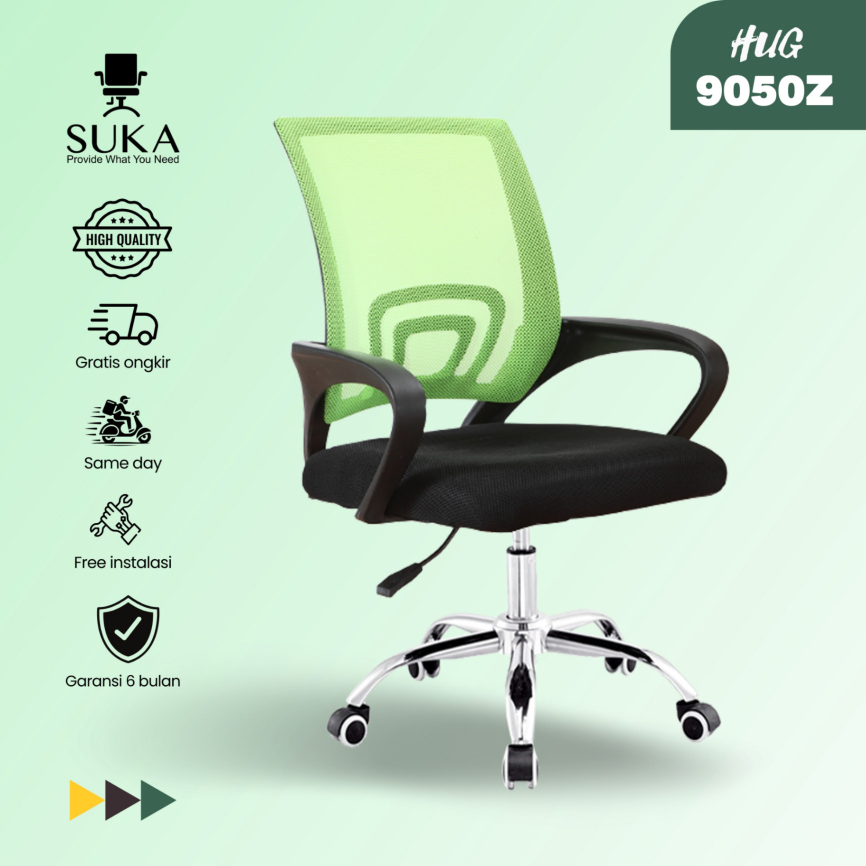 Kursi Kantor Nyaman , Kursi Kerja Baru , Kursi Kantor Roda (HUG9050Z)