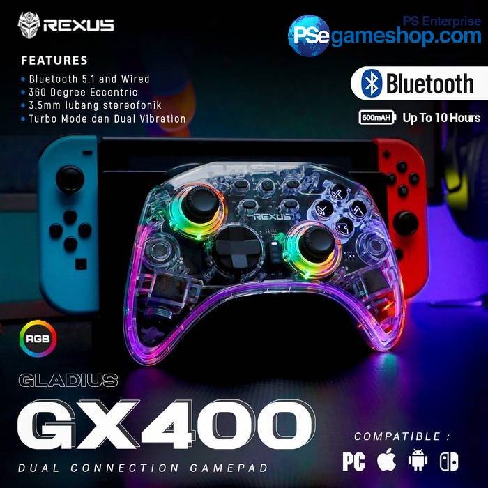 Rexus GX400 Gamepad Wireless Bluetooth Gaming Joystick Gladius GX-400