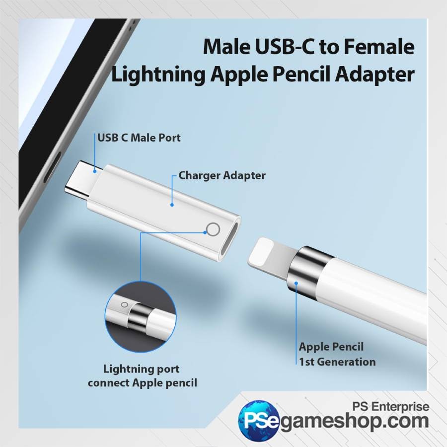 Apple Pencil Gen.1 with Pencil Adapter Type-C Bundle