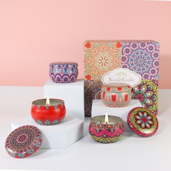 Gift Box Scented Candle Lilin Aromaterapi 4 in1 (4 lilin dalam box)