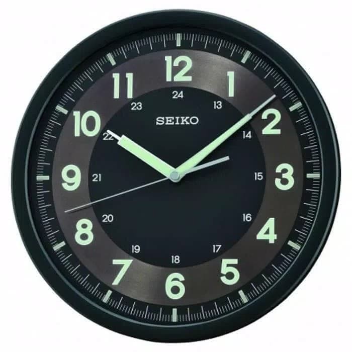 Jam Dinding Seiko Lumibrite Japan QXA628K QXA628 Black Original