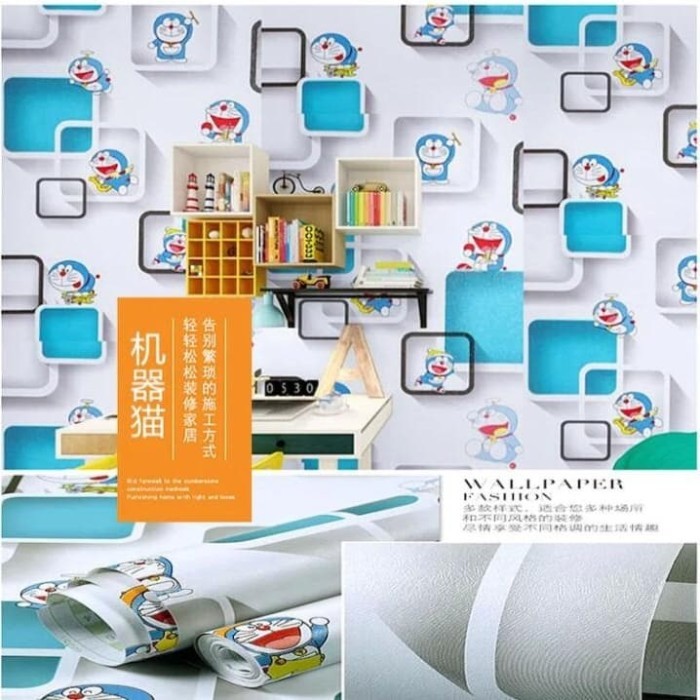 Wallpaper DORAEMON BATA KOTAK - Wall Sticker Dinding 9M X 45CM
