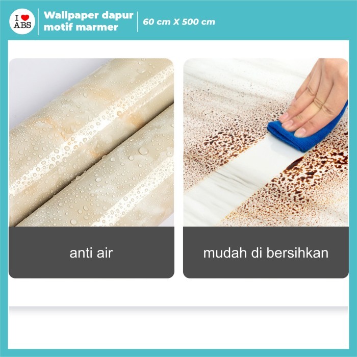 WALLPAPER WALLSTIKER DAPUR MOTIF GRANIT MARBLE PREMIUM 60CM X 500CM LE