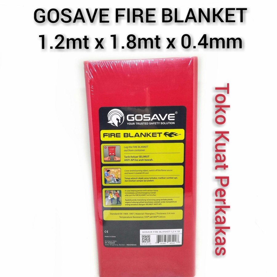 Selimut Api GOSAVE Fire Blanket 1.2mt x 1.8mt x 0.4mm Pemadam Api