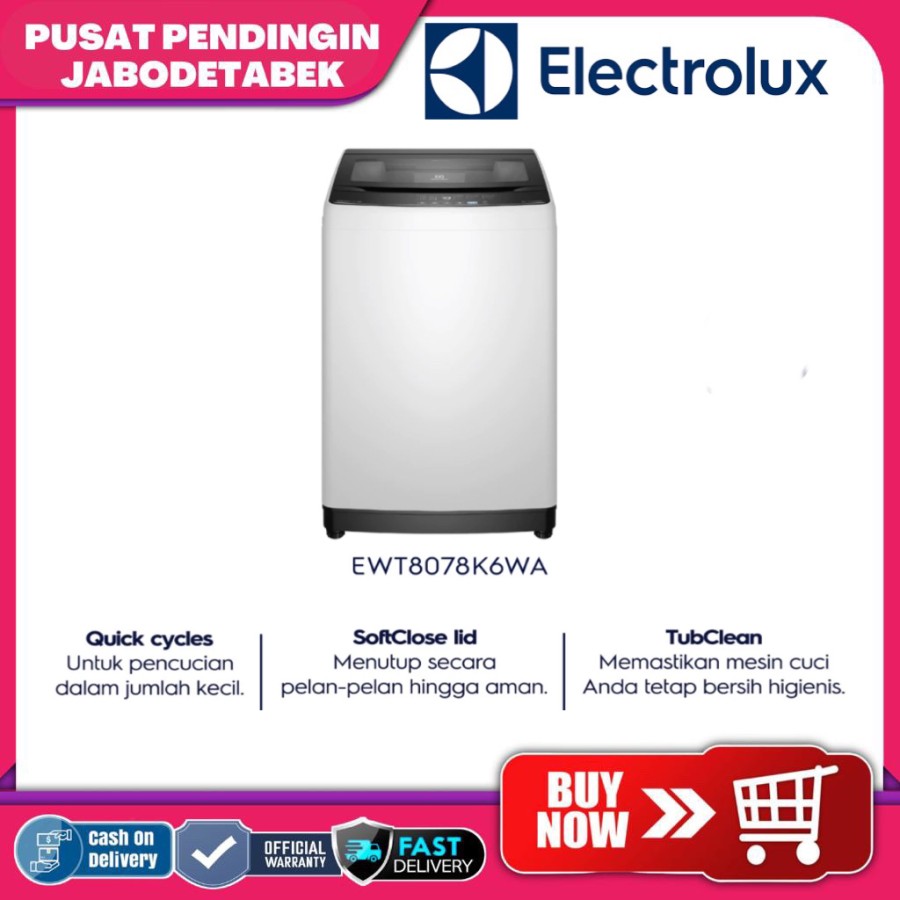 Mesin Cuci Top Load ELECTROLUX EWT8078K6WA / EWT 8078K6WA