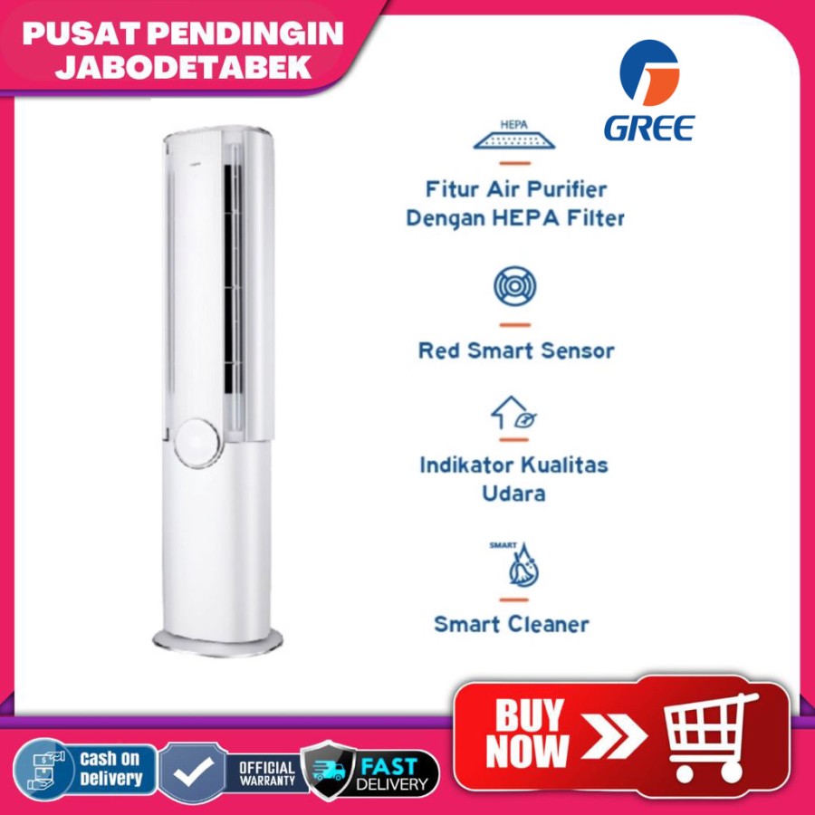 GREE AC FLOOR STANDING GTECH 3PK - GVC-24FREAIR - AIR PURIFIER SMART