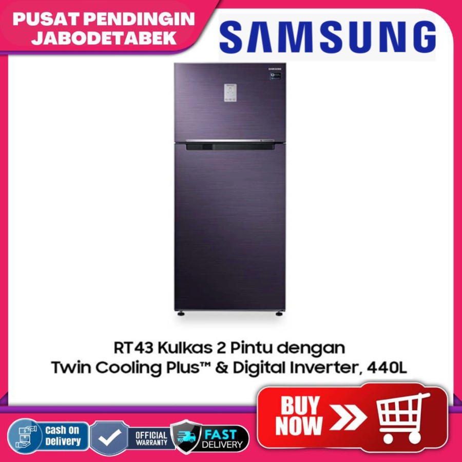 SAMSUNG Kulkas 2 Pintu [440 L] RT43K6231UT/SE - Pebble Blue