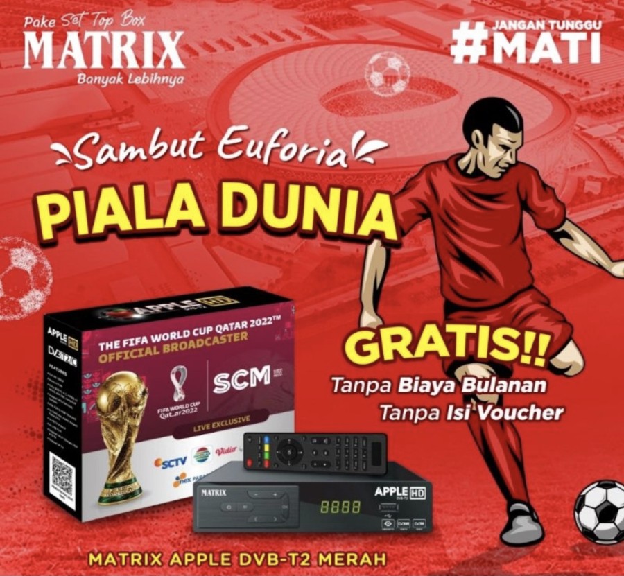 Set Top Box Receiver Matrix Apple Dvb T2 Merah