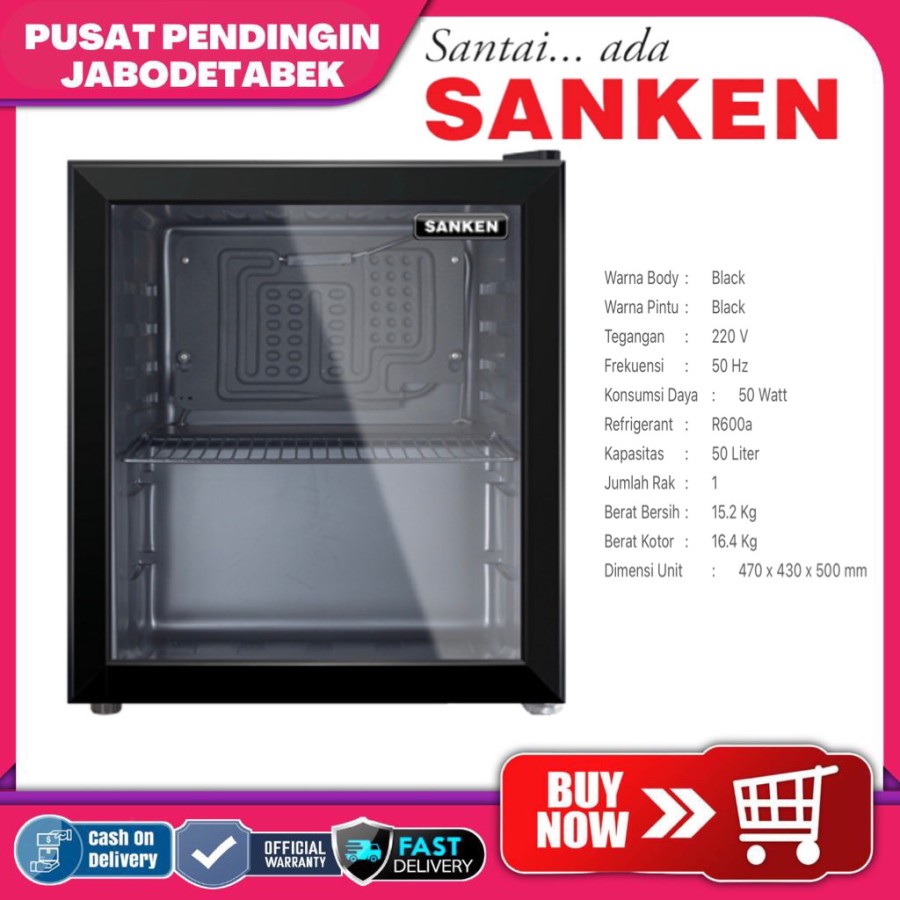 Sanken Showcase SRS-50R6 Minibar Mini Bar Kulkas Hotel Portable